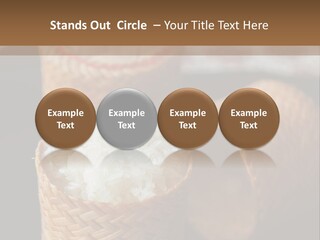 Three Baskets With Rice Inside Of Them On A Table PowerPoint Template