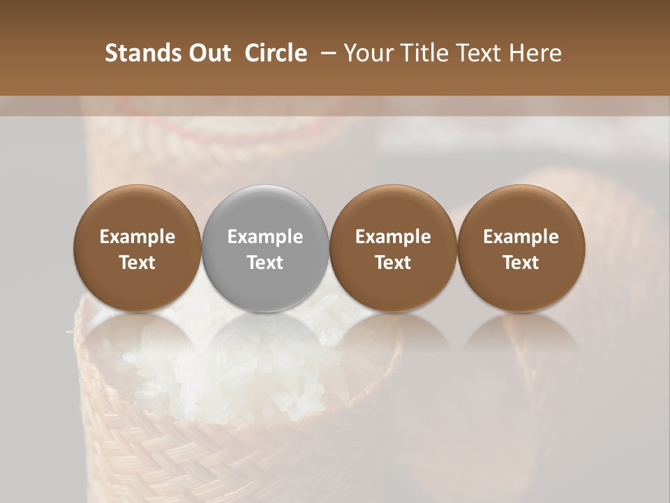 Three Baskets With Rice Inside Of Them On A Table PowerPoint Template