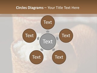 Three Baskets With Rice Inside Of Them On A Table PowerPoint Template