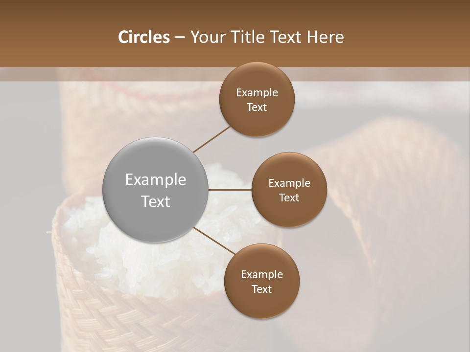 Three Baskets With Rice Inside Of Them On A Table PowerPoint Template