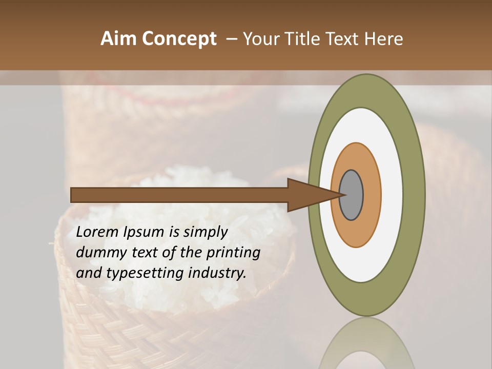 Three Baskets With Rice Inside Of Them On A Table PowerPoint Template