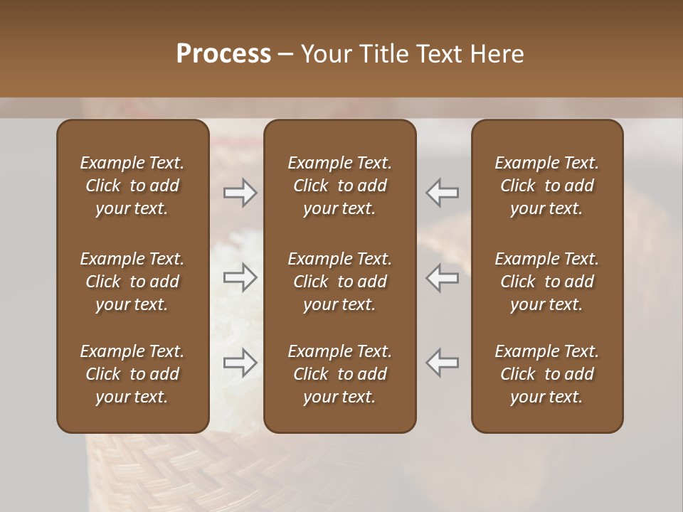 Three Baskets With Rice Inside Of Them On A Table PowerPoint Template