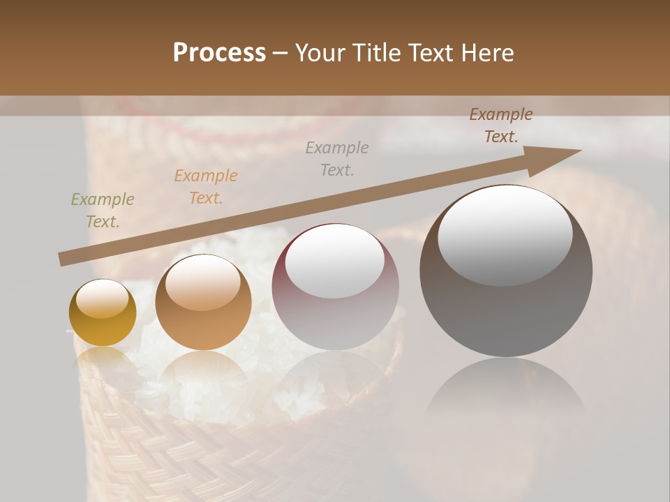 Three Baskets With Rice Inside Of Them On A Table PowerPoint Template