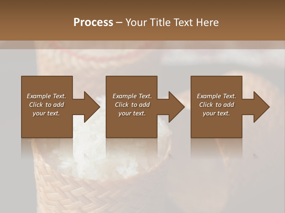 Three Baskets With Rice Inside Of Them On A Table PowerPoint Template