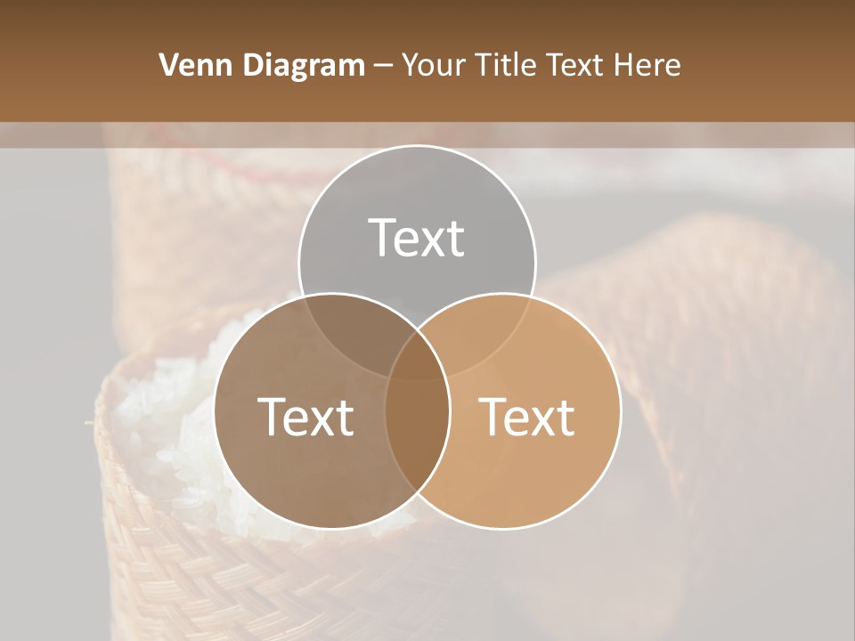 Three Baskets With Rice Inside Of Them On A Table PowerPoint Template