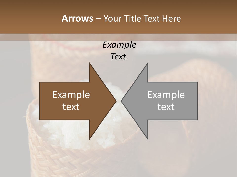 Three Baskets With Rice Inside Of Them On A Table PowerPoint Template