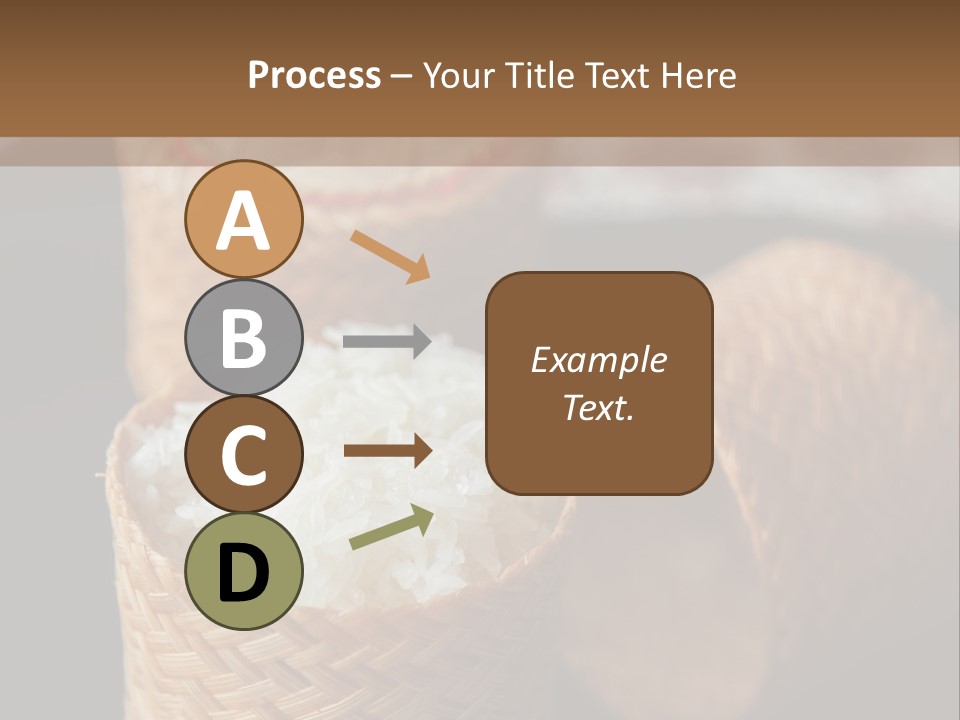 Three Baskets With Rice Inside Of Them On A Table PowerPoint Template