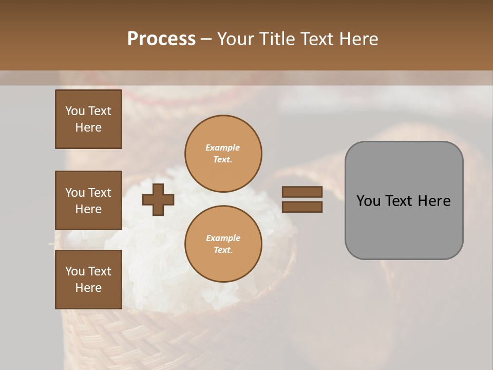 Three Baskets With Rice Inside Of Them On A Table PowerPoint Template