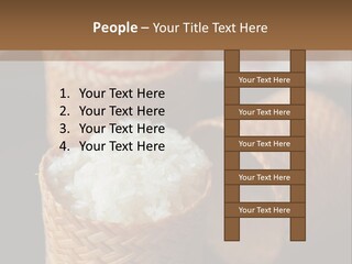 Three Baskets With Rice Inside Of Them On A Table PowerPoint Template