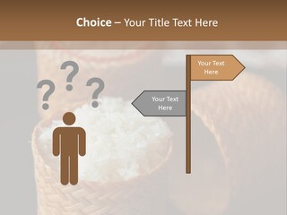 Three Baskets With Rice Inside Of Them On A Table PowerPoint Template