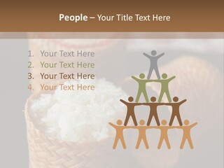 Three Baskets With Rice Inside Of Them On A Table PowerPoint Template