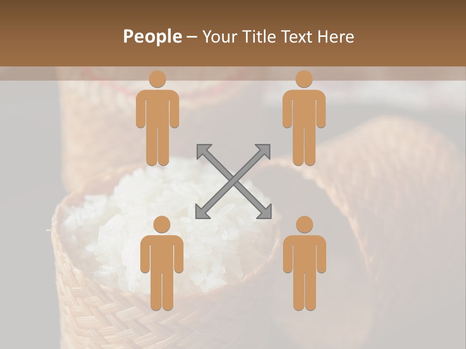 Three Baskets With Rice Inside Of Them On A Table PowerPoint Template