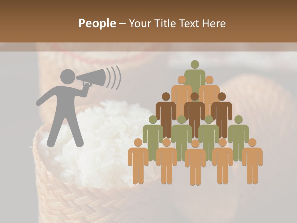 Three Baskets With Rice Inside Of Them On A Table PowerPoint Template