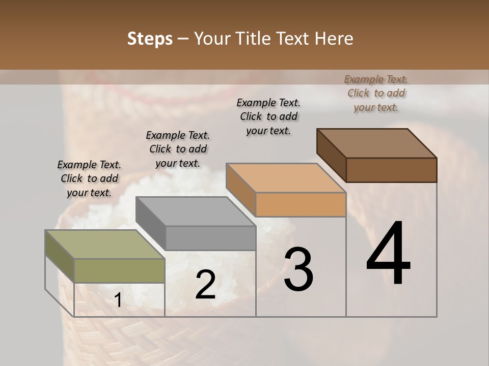Three Baskets With Rice Inside Of Them On A Table PowerPoint Template