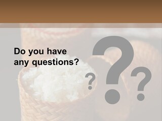 Three Baskets With Rice Inside Of Them On A Table PowerPoint Template