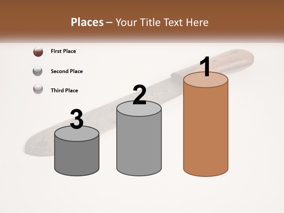 A Knife With A Wooden Handle On A White Surface PowerPoint Template