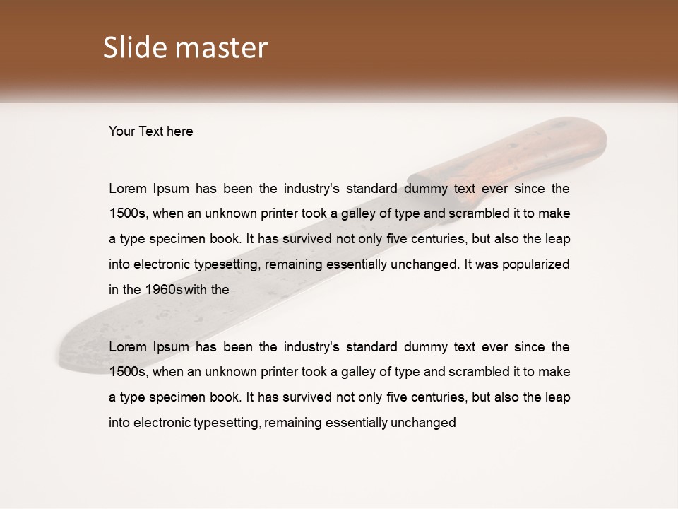A Knife With A Wooden Handle On A White Surface PowerPoint Template