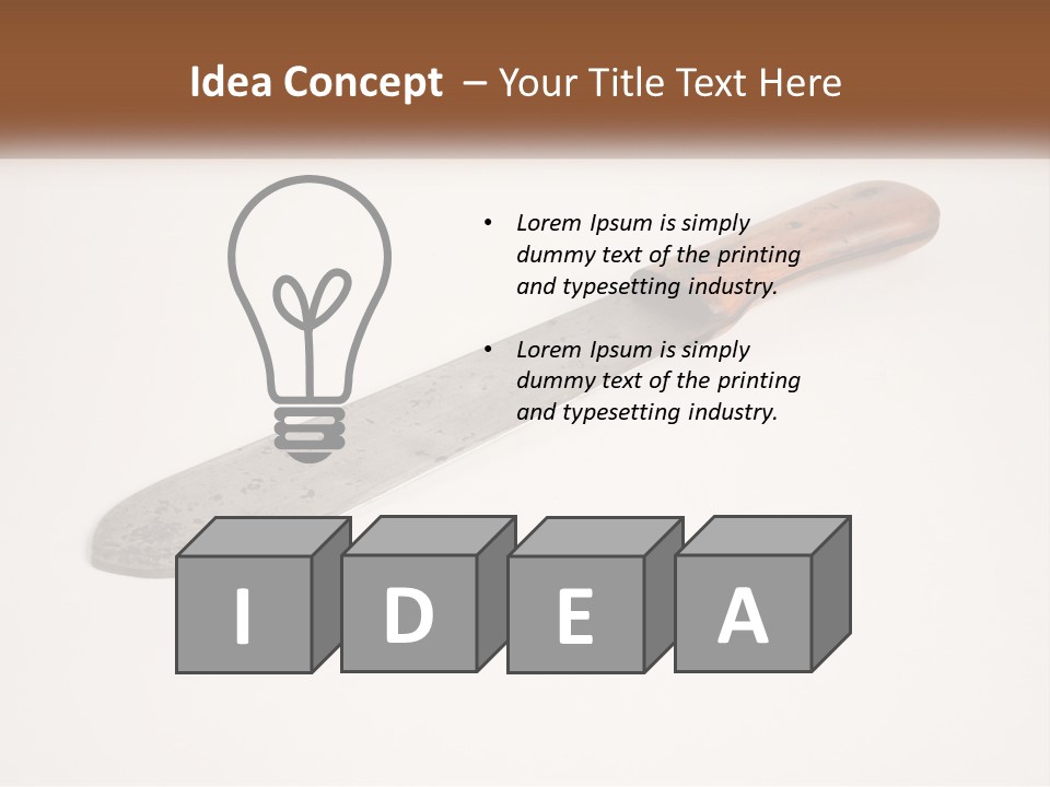 A Knife With A Wooden Handle On A White Surface PowerPoint Template