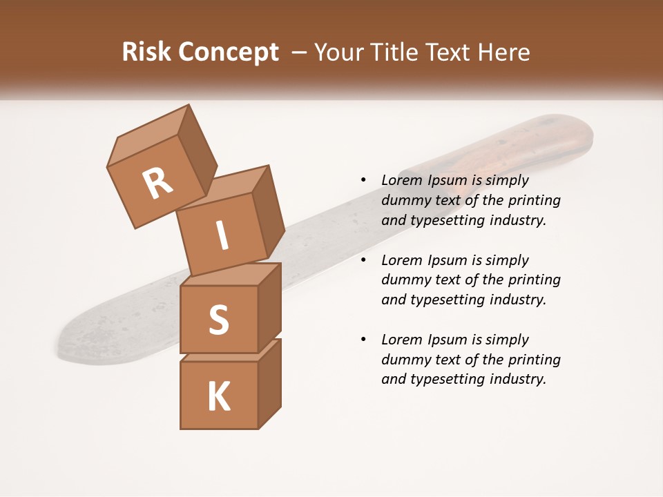 A Knife With A Wooden Handle On A White Surface PowerPoint Template