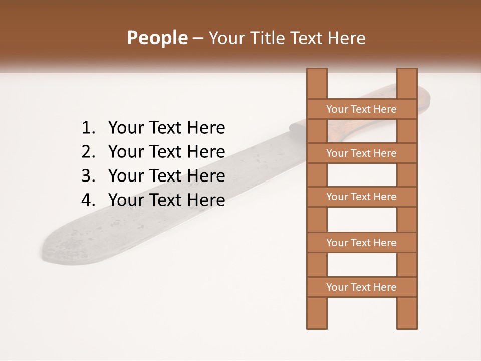 A Knife With A Wooden Handle On A White Surface PowerPoint Template