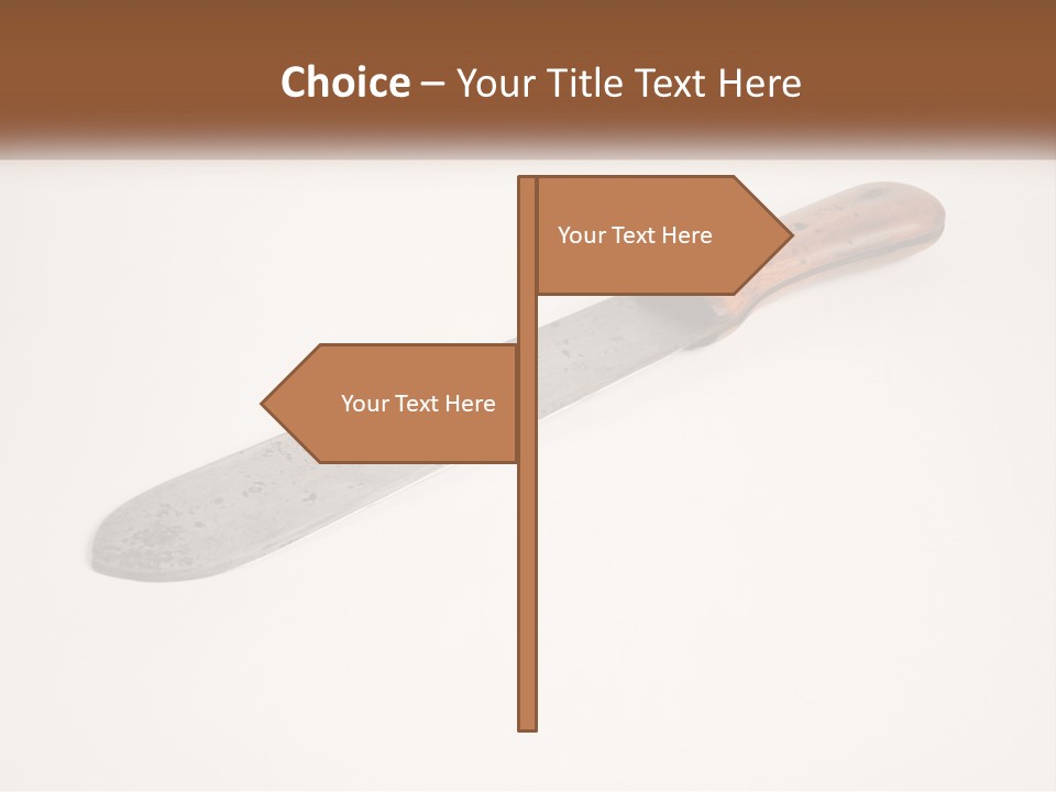 A Knife With A Wooden Handle On A White Surface PowerPoint Template