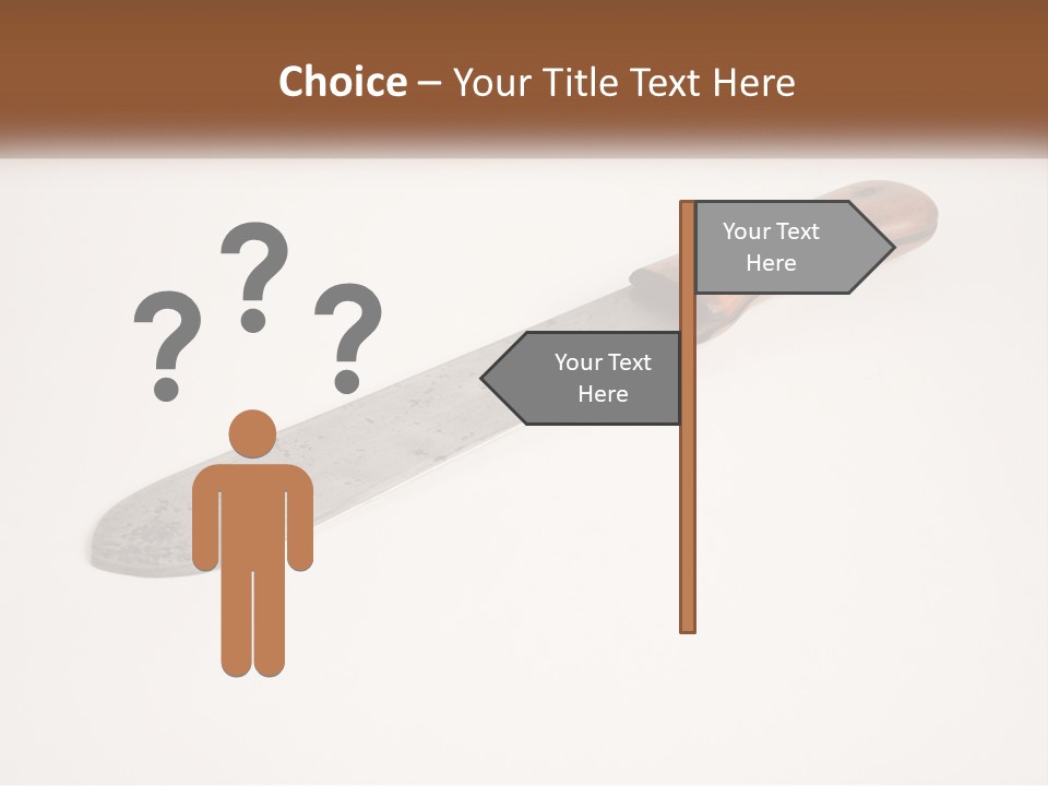 A Knife With A Wooden Handle On A White Surface PowerPoint Template
