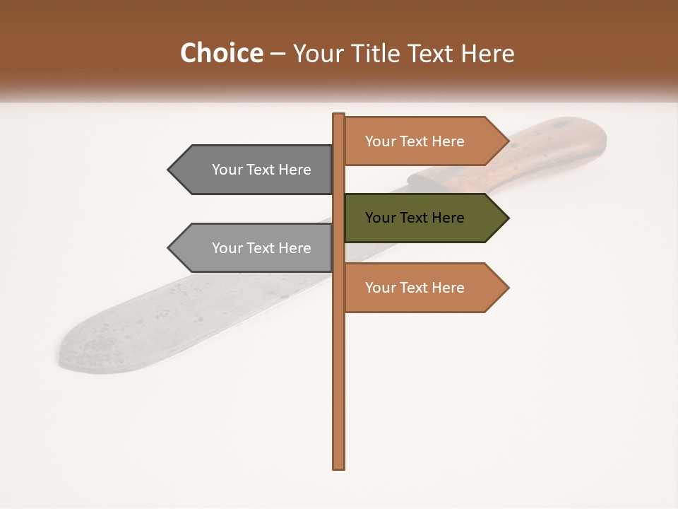 A Knife With A Wooden Handle On A White Surface PowerPoint Template