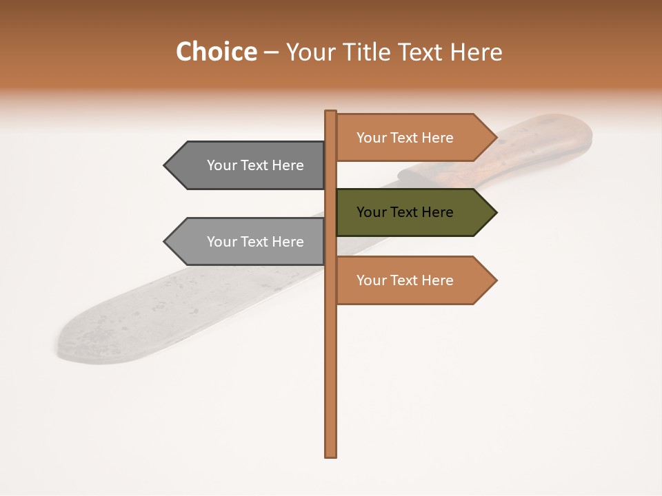 A Knife With A Wooden Handle On A White Background PowerPoint Template