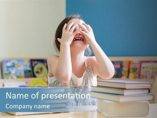 A Young Girl Is Covering Her Eyes With Her Hands PowerPoint Template