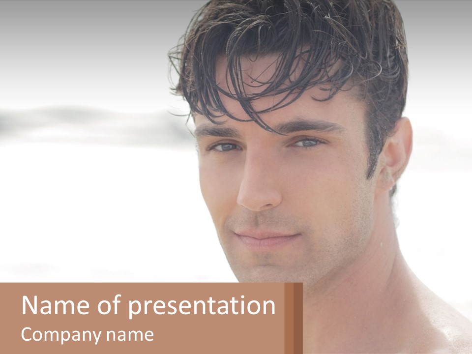 A Man Is Smiling With A Brown Background PowerPoint Template