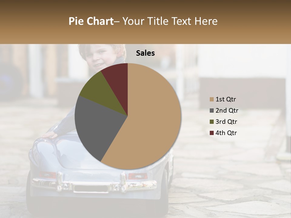 A Young Boy Is Sitting In A Toy Car PowerPoint Template