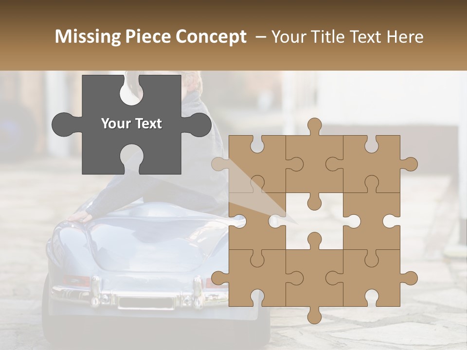 A Young Boy Is Sitting In A Toy Car PowerPoint Template