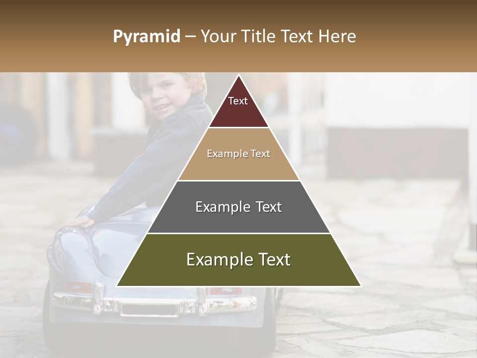 A Young Boy Is Sitting In A Toy Car PowerPoint Template