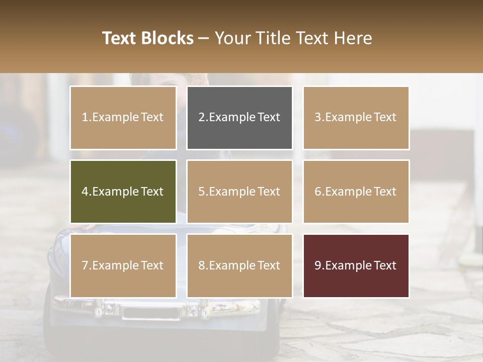 A Young Boy Is Sitting In A Toy Car PowerPoint Template