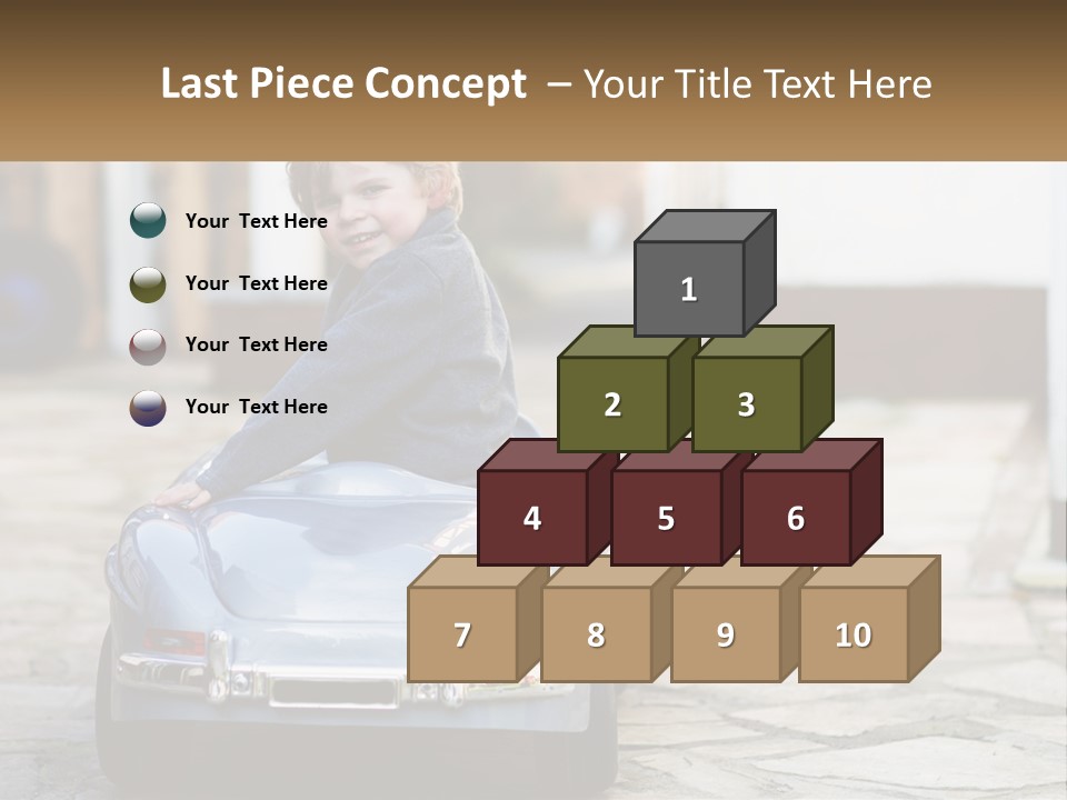A Young Boy Is Sitting In A Toy Car PowerPoint Template