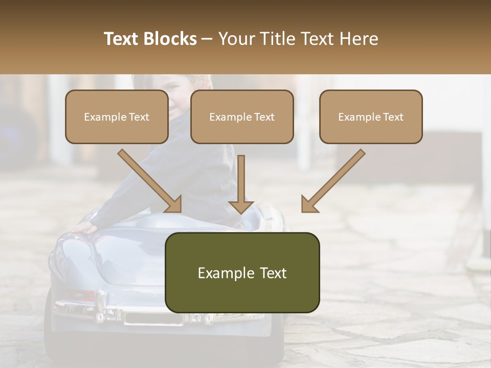 A Young Boy Is Sitting In A Toy Car PowerPoint Template