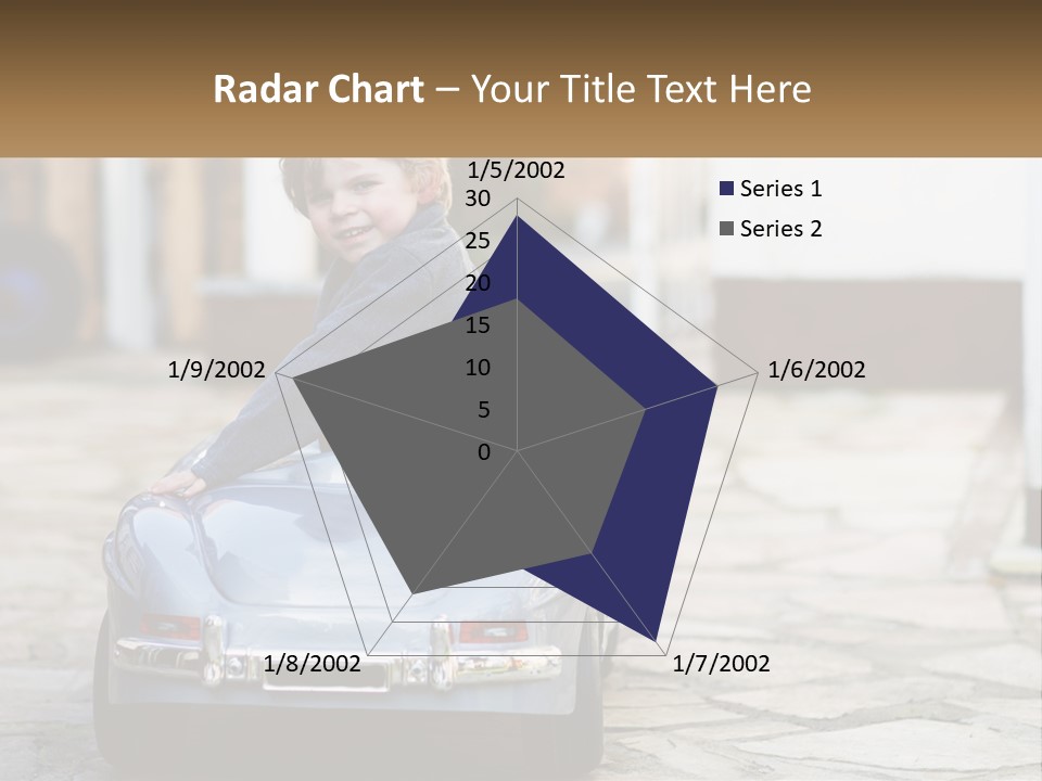 A Young Boy Is Sitting In A Toy Car PowerPoint Template