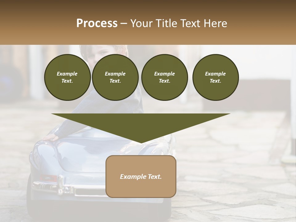 A Young Boy Is Sitting In A Toy Car PowerPoint Template