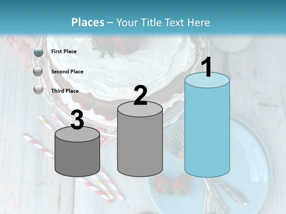 A Cake With Strawberries On Top Of It On A Table PowerPoint Template