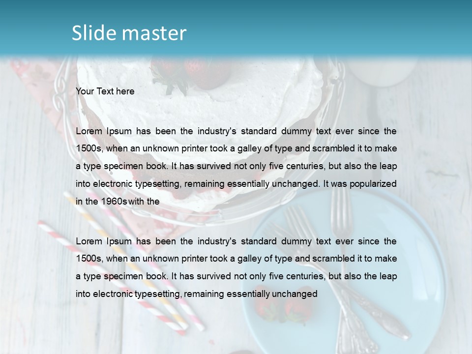 A Cake With Strawberries On Top Of It On A Table PowerPoint Template