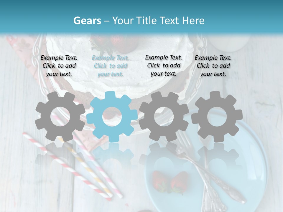 A Cake With Strawberries On Top Of It On A Table PowerPoint Template