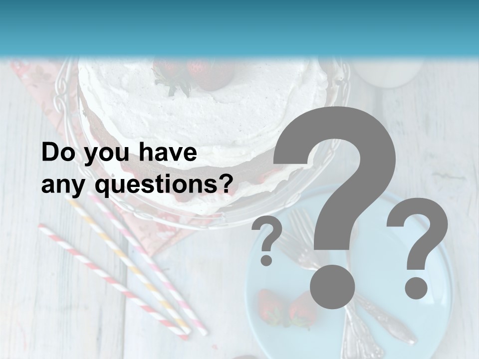 A Cake With Strawberries On Top Of It On A Table PowerPoint Template