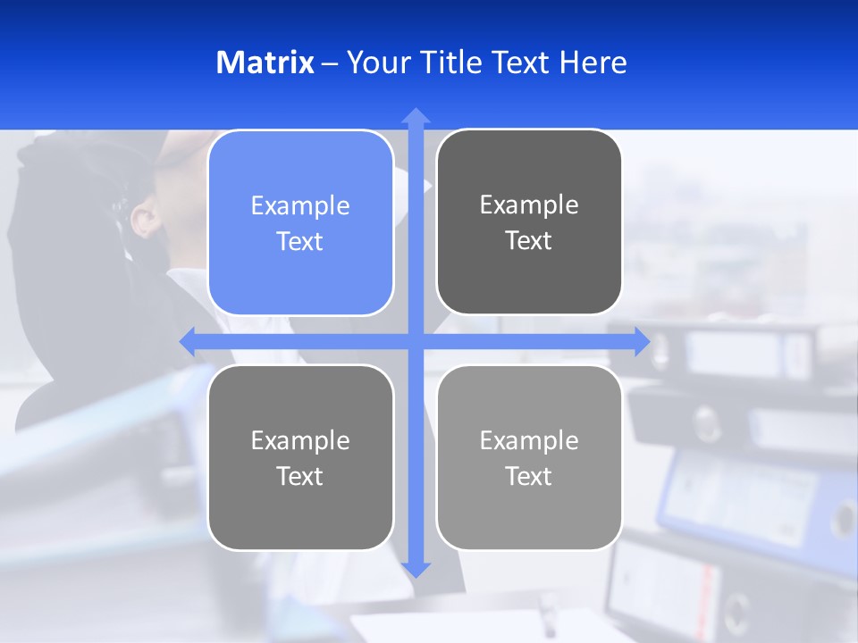 A Man Sitting At A Desk With His Head In His Hands PowerPoint Template