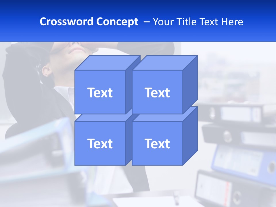 A Man Sitting At A Desk With His Head In His Hands PowerPoint Template