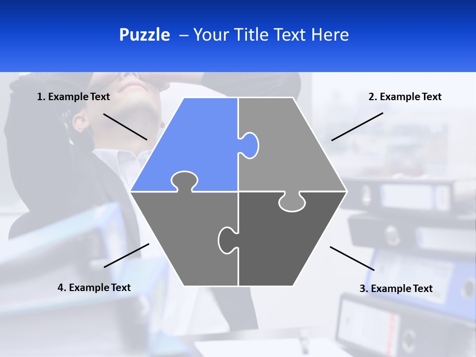 A Man Sitting At A Desk With His Head In His Hands PowerPoint Template