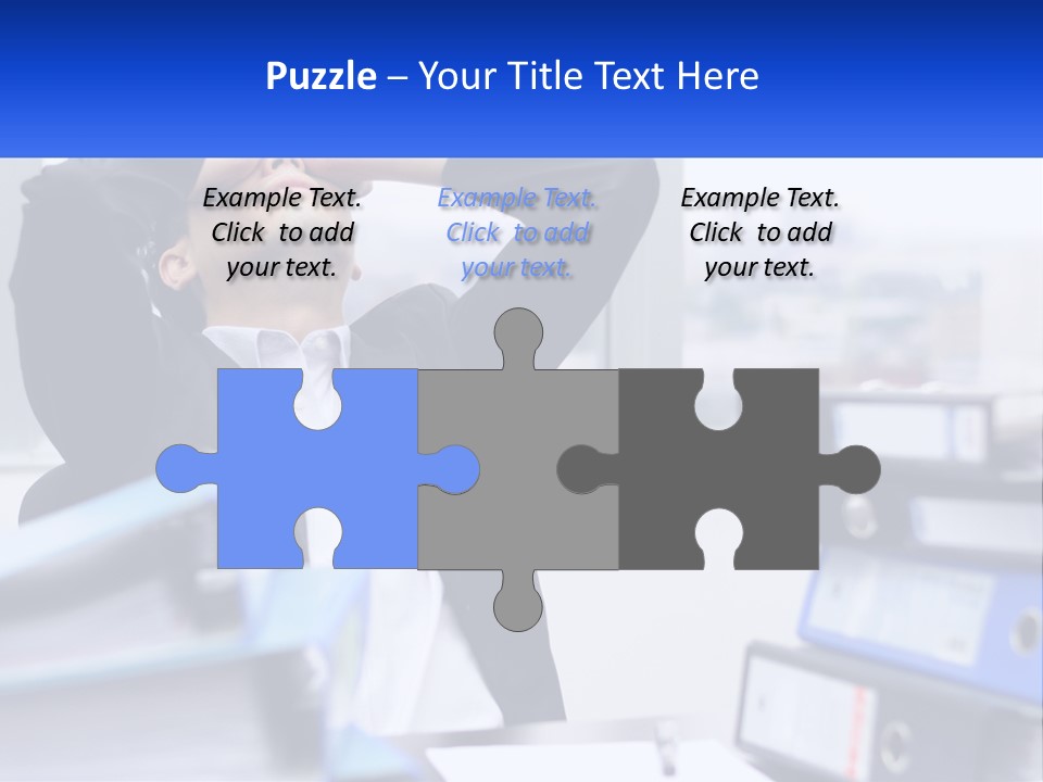 A Man Sitting At A Desk With His Head In His Hands PowerPoint Template