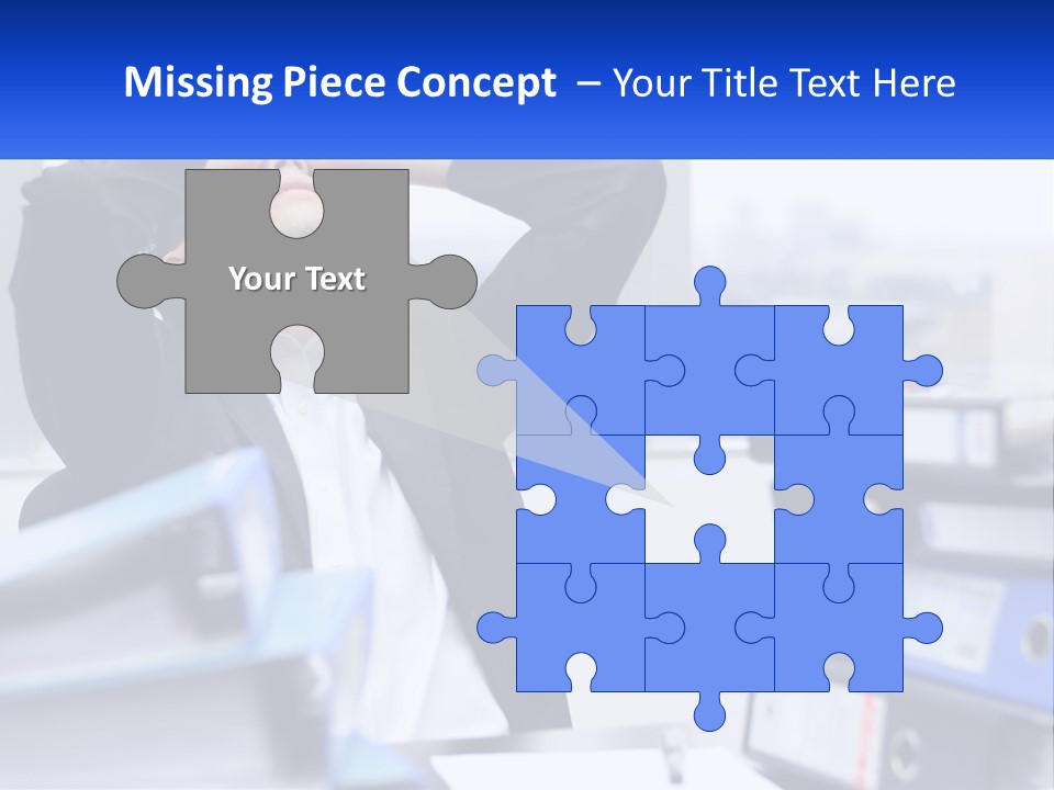 A Man Sitting At A Desk With His Head In His Hands PowerPoint Template