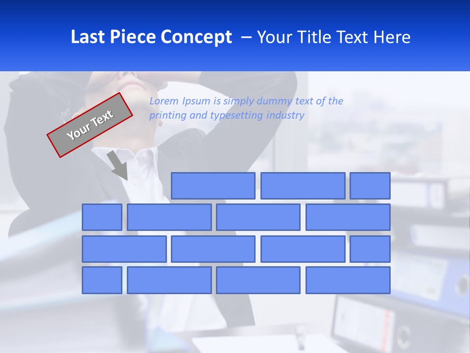 A Man Sitting At A Desk With His Head In His Hands PowerPoint Template