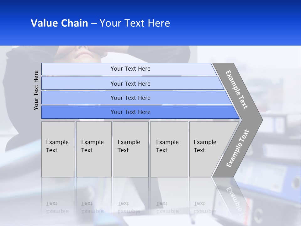 A Man Sitting At A Desk With His Head In His Hands PowerPoint Template
