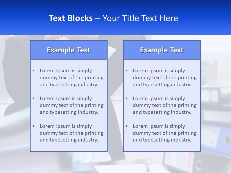 A Man Sitting At A Desk With His Head In His Hands PowerPoint Template